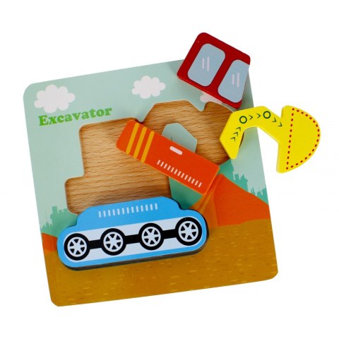 Układanka drewniana 4 elementy Koparka MEGA CREATIVE 500635