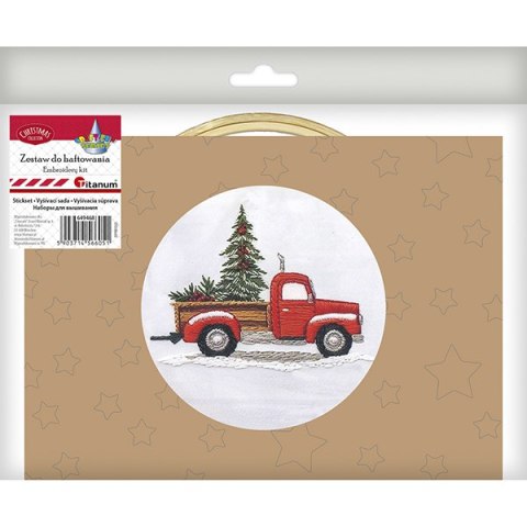 Zestaw do haftowania Czerwony pick-up z choinką TITANUM CRAFT-FUN SERIES