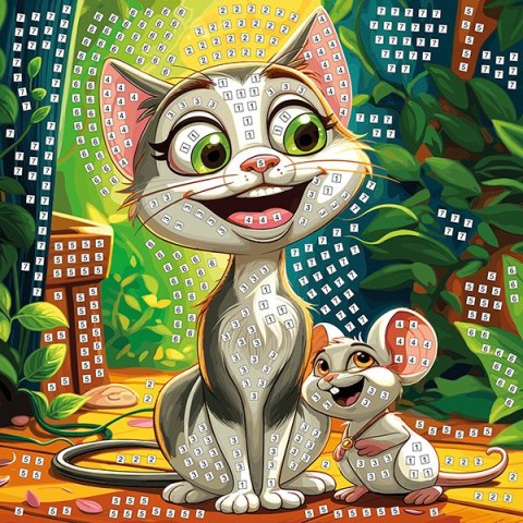 Mozaika piankowa Kot i mysz 25x25 cm FUN&JOY