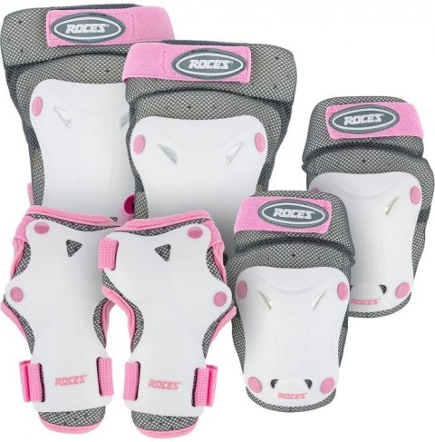 Ochraniacze na łyżworolki Roces Ventilated JR biało różowe 3 Pack 301352 03 Ochraniacze na łyżworolki Roces Ventilated JR biało różowe 3 Pack 301352 03