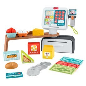 Fisher-Price Ucz się i śmiej Sklepik Kasa fiskalna Kupuj i skanuj Zabawka interaktywna POL/ENG/CZ/SL/HU JGW98