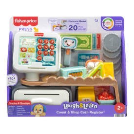 Fisher-Price Ucz się i śmiej Sklepik Kasa fiskalna Kupuj i skanuj Zabawka interaktywna POL/ENG/CZ/SL/HU JGW98