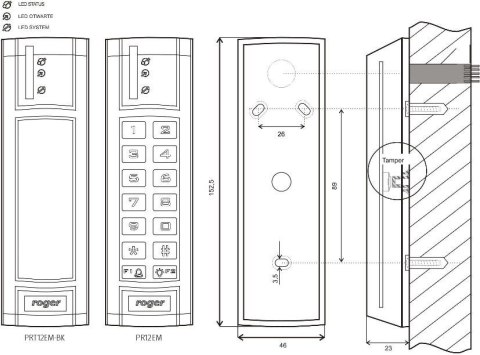 Czytnik zbliżeniowy ROGER PRT12EM-BK