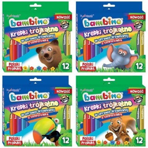Kredki 12 kolorów Bambino trójkątne temperówka MAJEWSKI 002892