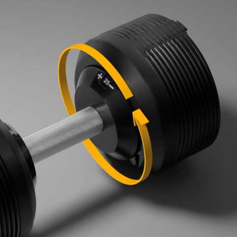 Hantel żeliwny regulowany automat 36 kg, skok co 1kg, REBEL ACTIVE