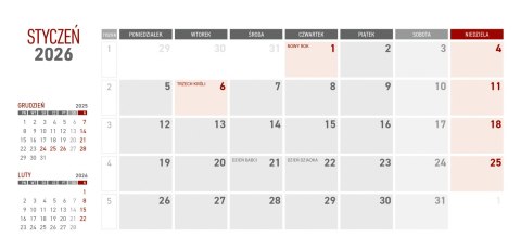 KALENDARZ BIURKOWY Z NOTESEM MIESIĘCZNY SPIRALOWANY NR KAT. KB054B CZARNY