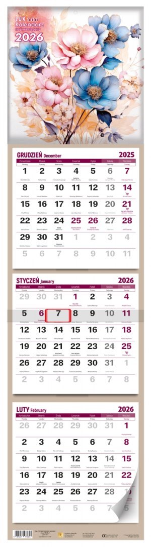 Kalendarz trójdzielny 20x76 Lux mini KALPOL.BIS 474582