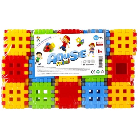 Klocki konstrukcyjne Wafle mini 90 elementów Adusie CZAKO 409397
