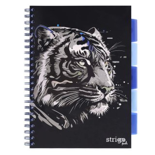 Kołozeszyt A4/100k kratka oprawa PP 80g Tygrys czarny STRIGO PADS020