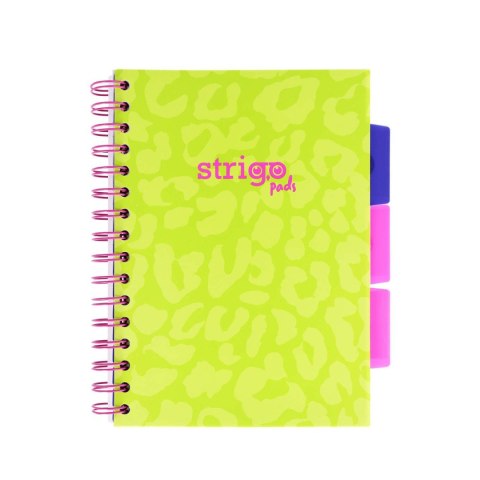 Kołozeszyt A5/100k linia oprawa PP 80g zielony neon STRIGO PADS088