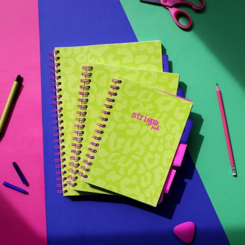 Kołozeszyt A5/100k linia oprawa PP 80g zielony neon STRIGO PADS088