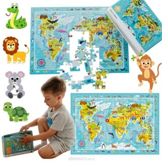 Puzzle obserwacyjne 80 el. Mapa Świata zwierząt Dodo DOP300133