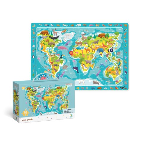 Puzzle obserwacyjne 80 el. Mapa Świata zwierząt Dodo DOP300133