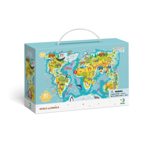 Puzzle obserwacyjne 80 el. Mapa Świata zwierząt Dodo DOP300133
