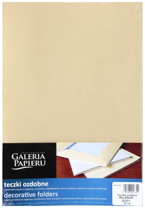 Teczka z gumką papierowa A4 złota Millenium op5szt GALERIA PAPIERU 221726 AR