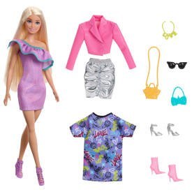 Barbie Lalka i wyjściowe ubranka Zestaw HYT61