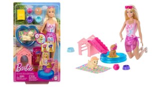 Barbie Pieski na basenie zmiana koloru Zestaw JBF35