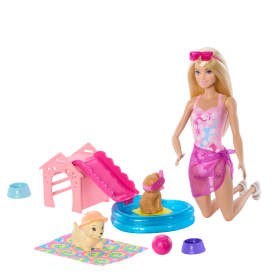 Barbie Pieski na basenie zmiana koloru Zestaw JBF35