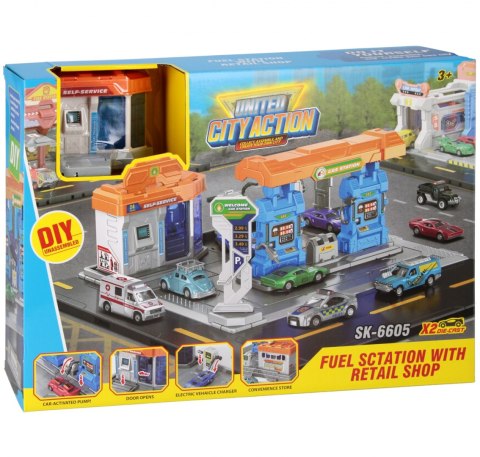 Parking stacja paliw z akcesoriami metal SWEDE G8357