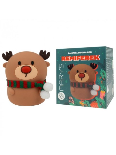 MARY S lampka nocna LED Reniferek z szalikiem
