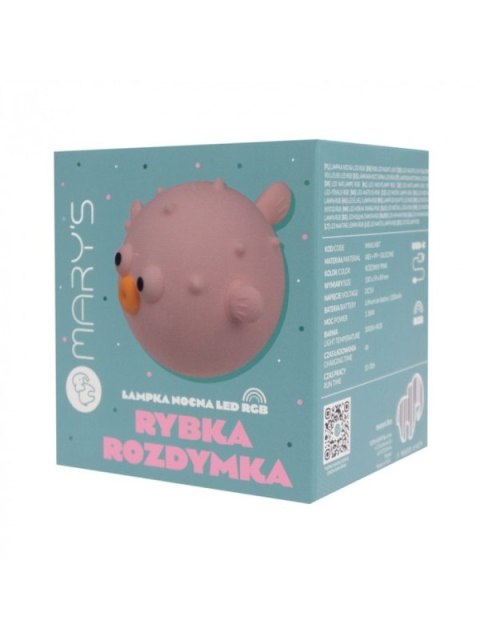 MARY S lampka nocna LED Rybka rozdymka różowa