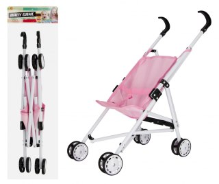 Wózek dla lalek parasolka metalowy różowy MEGA CREATIVE 536537