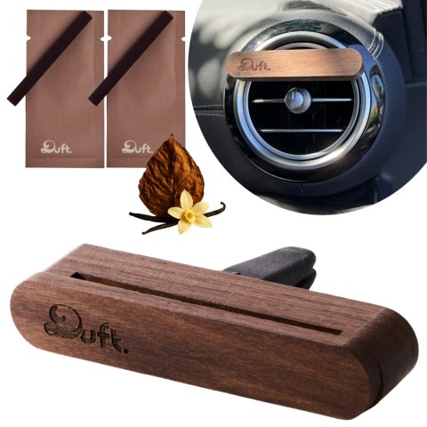 Zapach do samochodu DUFT Tobacco&Vanilia - drewniany dyfuzor na kratkę +2 wkłady