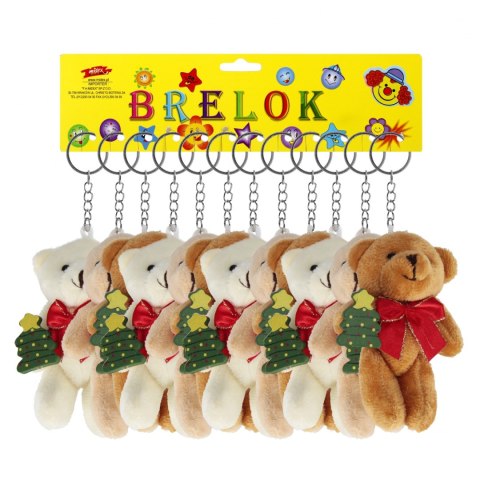Brelok pluszowy Miś z choinką 8cm A 12 Boże Narodzenie TOYS KD2032