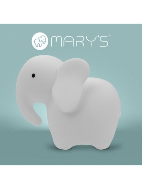 MARY S Lampka nocna LED Słoń biały RGB z pilotem