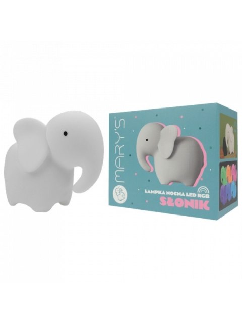 MARY S Lampka nocna LED Słoń biały RGB z pilotem