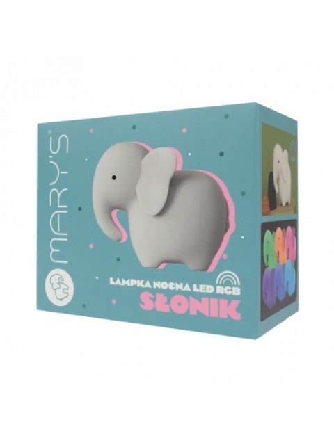 MARY S Lampka nocna LED Słoń biały RGB z pilotem
