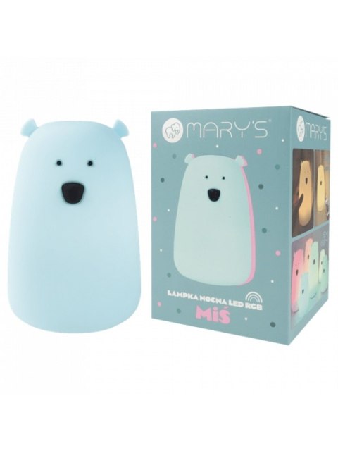MARY S lampka LED Miś duży niebieski RGB WW RC