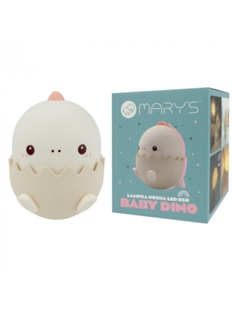 MARY S lampka nocna LED Baby dino RGB różowy