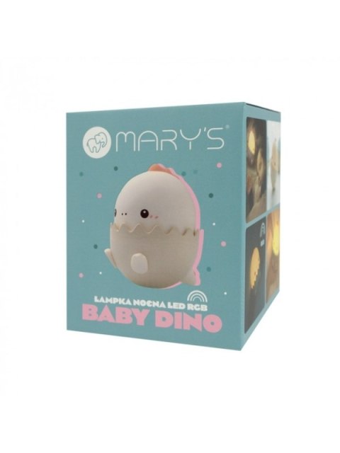 MARY S lampka nocna LED Baby dino RGB różowy