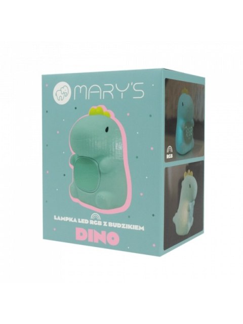 MARY S lampka nocna LED RGB Dino z budzikiem