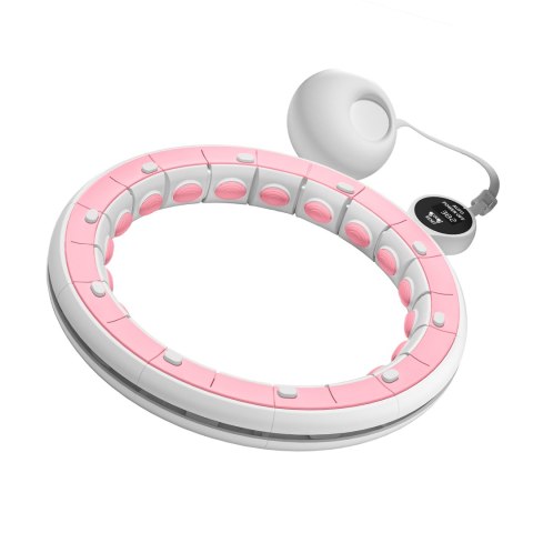 Smart Hula Hop odchudzające koło z licznikiem, wypustkami i obciążeniem 50cm, różowe, REBEL ACTIVE