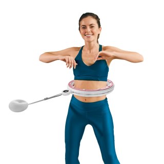 Smart Hula Hop odchudzające koło z licznikiem, wypustkami i obciążeniem 50cm, różowe, REBEL ACTIVE