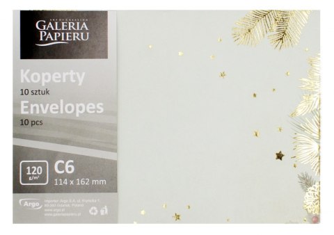 Koperta C6 nie klejona Święta złota Galeria Papieru op.10 szt. ARGO 280294 GAL