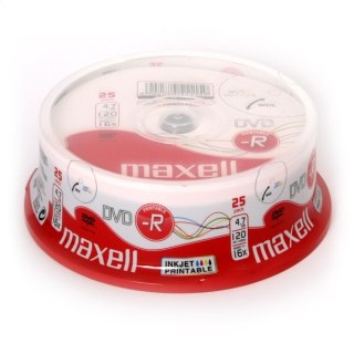 MAXELL DVD-R 4,7GB 16X INKJET PRINTABLE FULLFACE WHITE CAKE*25 276013.40.AS