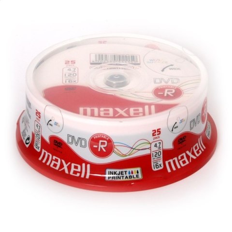 MAXELL DVD-R 4,7GB 16X INKJET PRINTABLE FULLFACE WHITE CAKE*25 276013.40.AS