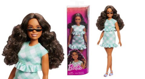 Barbie Fashionistas Lalka Sukienka zielona kratka HYT96