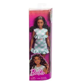 Barbie Fashionistas Lalka Sukienka zielona kratka HYT96