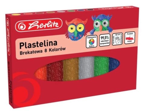 Plastelina 8 koloró brokat HERLITZ 9589003