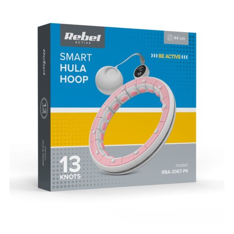 Smart Hula Hop odchudzające koło z licznikiem, wypustkami i obciążeniem 50cm, różowe, REBEL ACTIVE