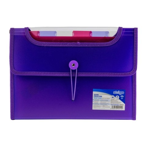 Teczka z gumką PP A4/25MM/6 przegródek fioletowa Strigo PILOT SF031