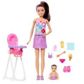 Barbie Skipper Karmienie maluszka Zestaw lalka i dziecko JJB44 WB3