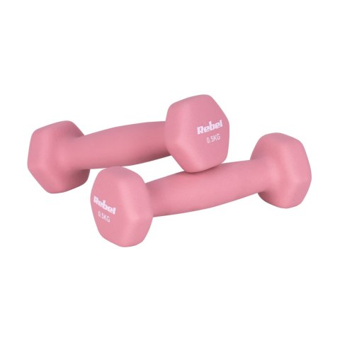 Hantelki żeliwne neoprenowe HEX 2x0.5kg, REBEL ACTIVE