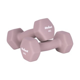 Hantelki żeliwne neoprenowe HEX 2x4kg, REBEL ACTIVE