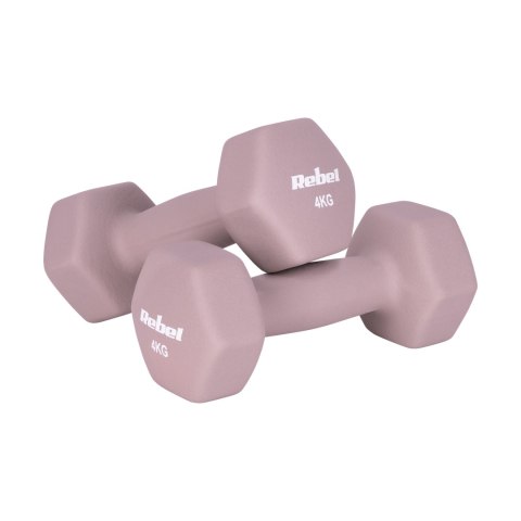 Hantelki żeliwne neoprenowe HEX 2x4kg, REBEL ACTIVE