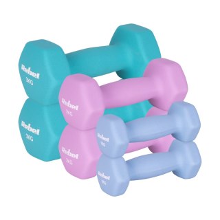 Hantelki żeliwne neoprenowe HEX zestaw 12kg (2x1kg+2x2kg+2x3kg), REBEL ACTIVE